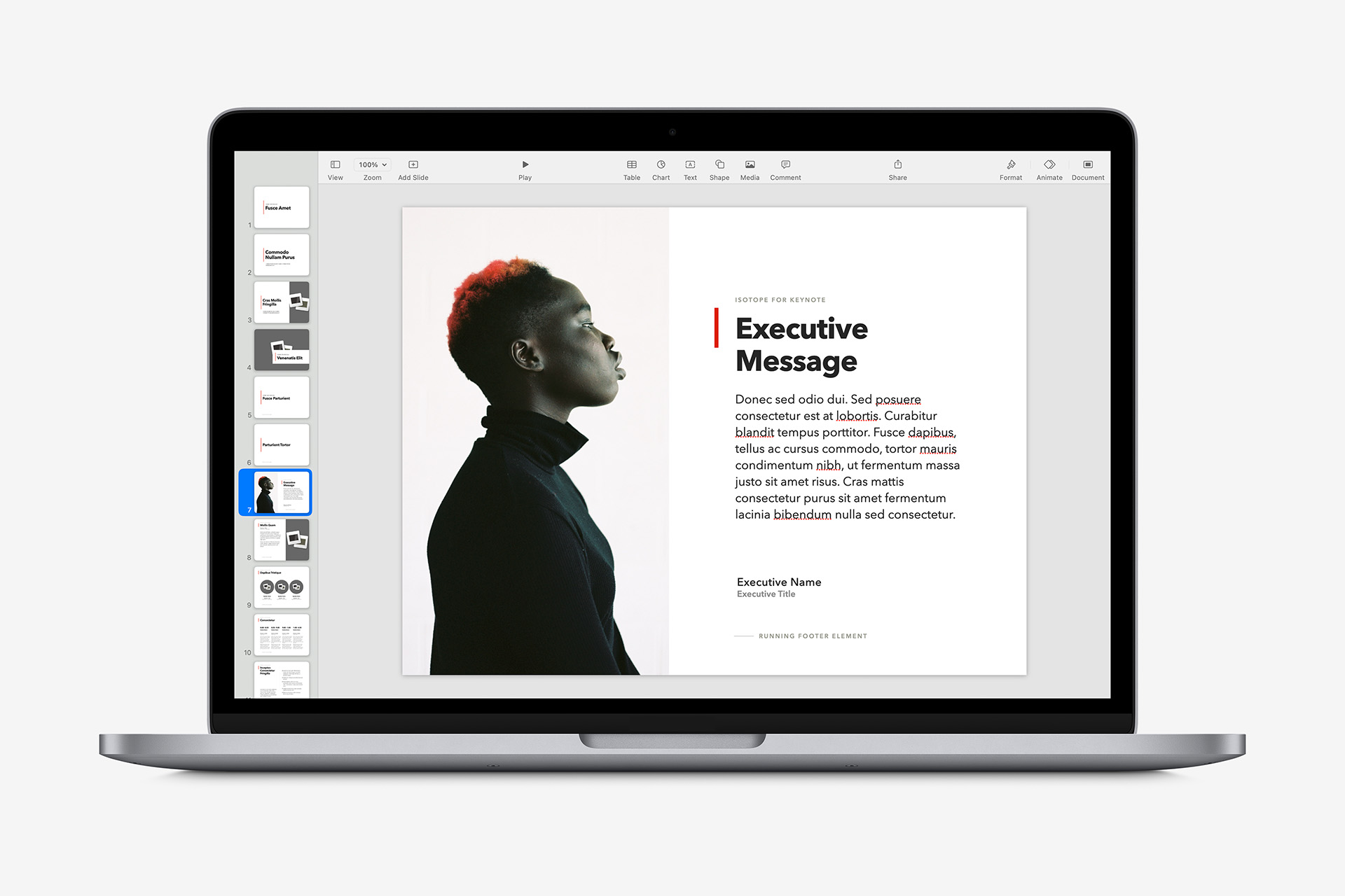 Isotope for Keynote in-app view on a MacBook Pro
