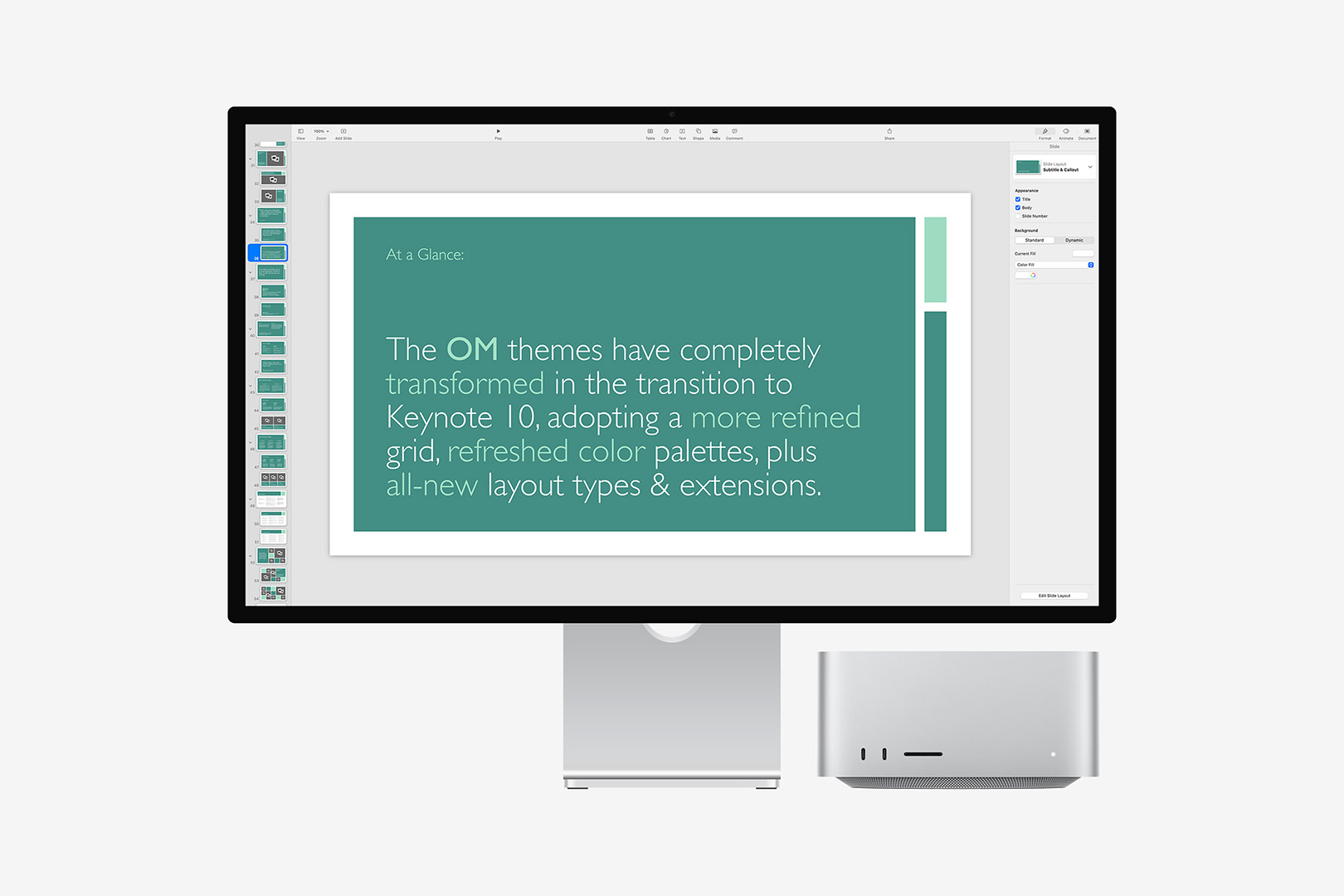 OM X for Keynote in-app view on a MacBook Pro