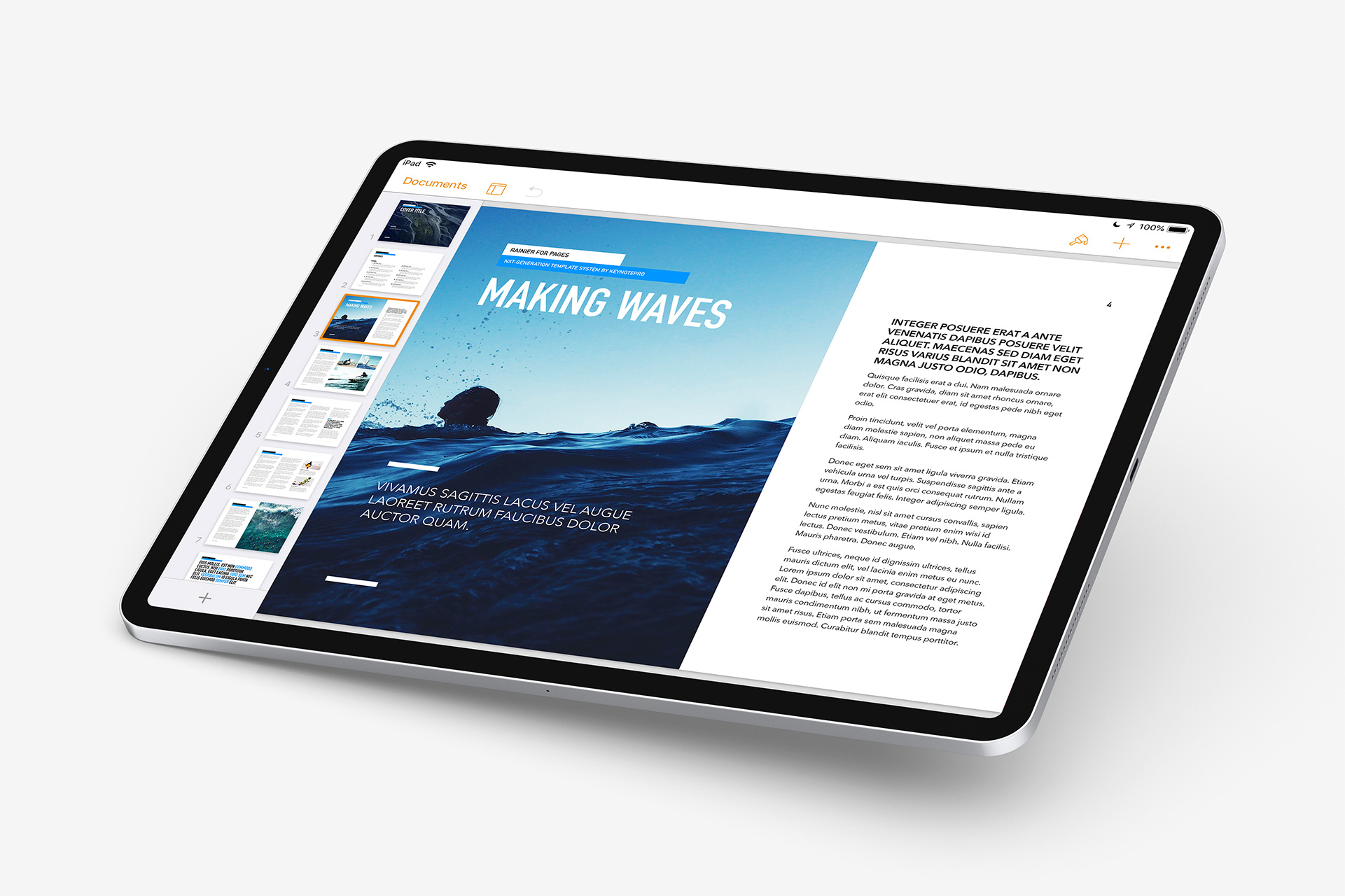 Rainier for Pages in Keynote for iOS