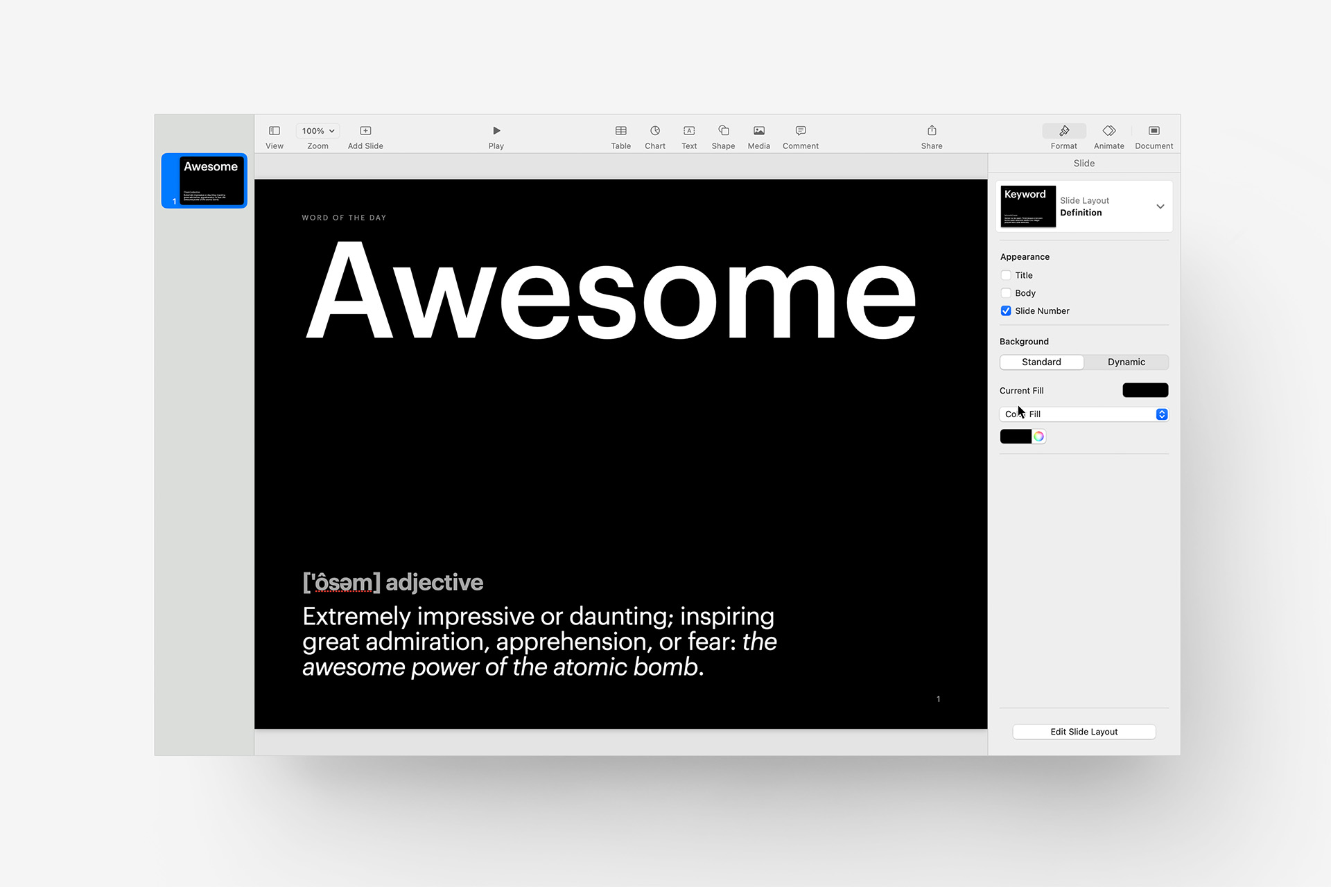 Definition Layout: Chicago Sans theme