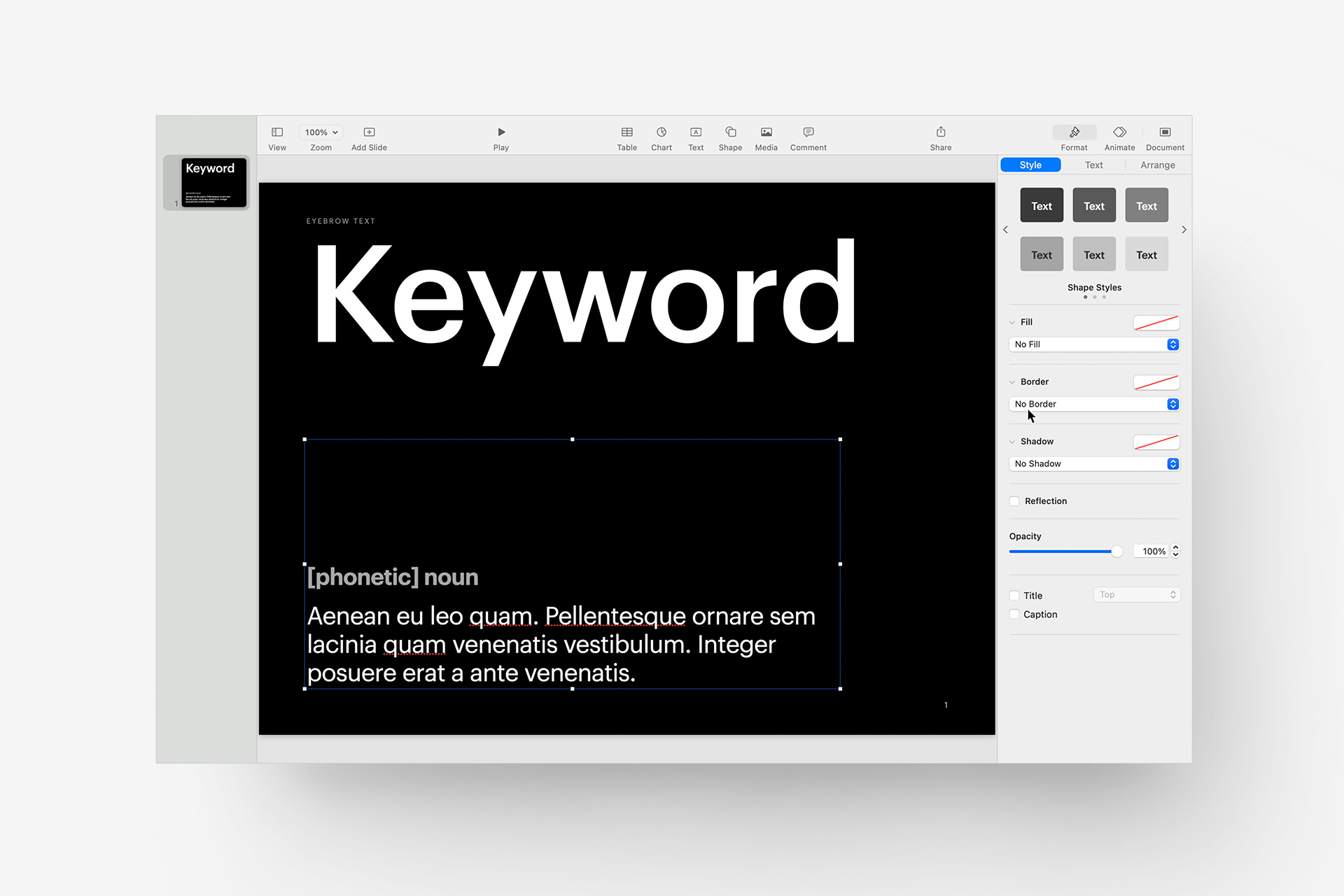 Definition Layout: Chicago Sans theme