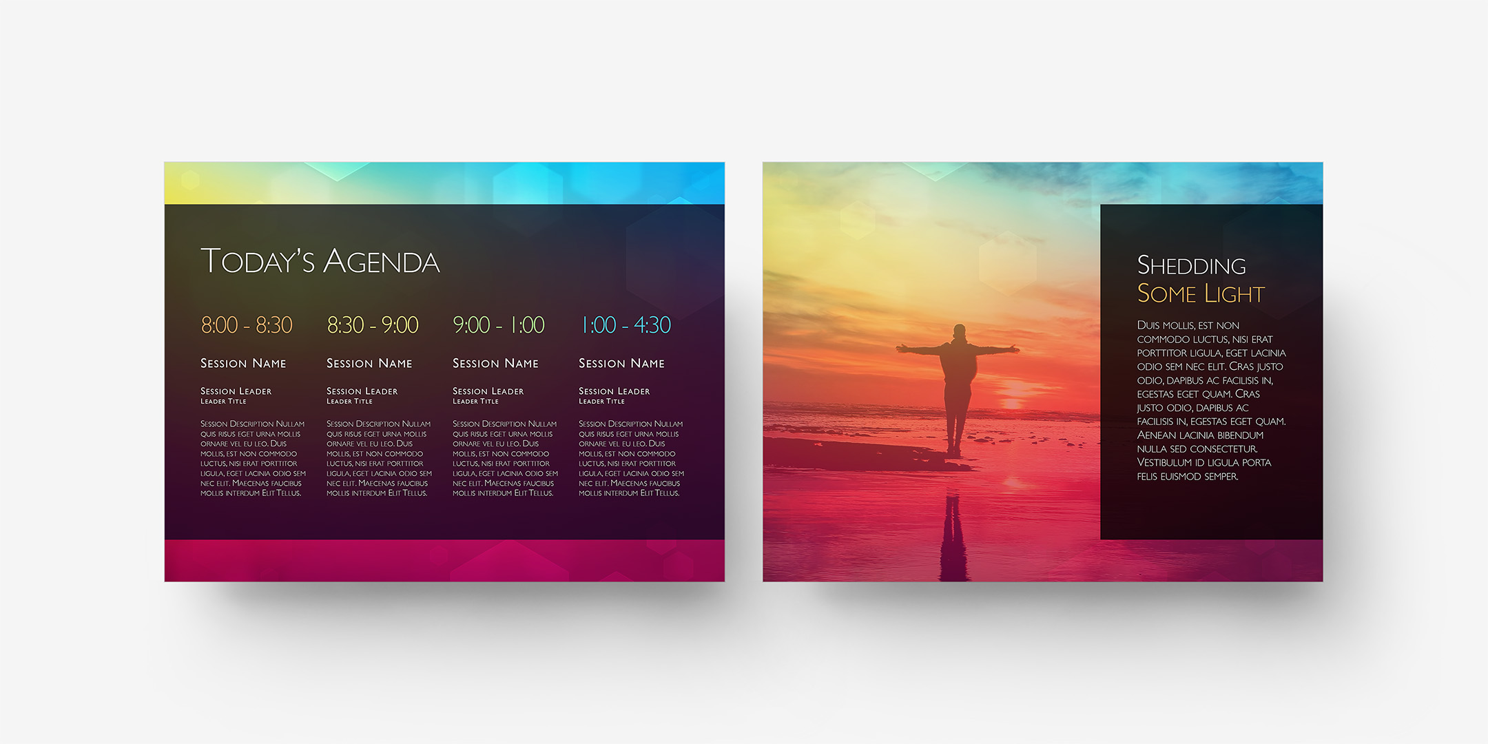 Aurora NXT - Agenda and Layered Caption Photo Layouts