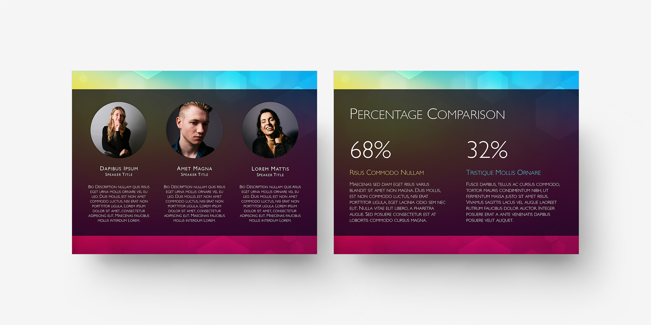 Aurora NXT - Speaker Bios and Percentage Comparison Layouts