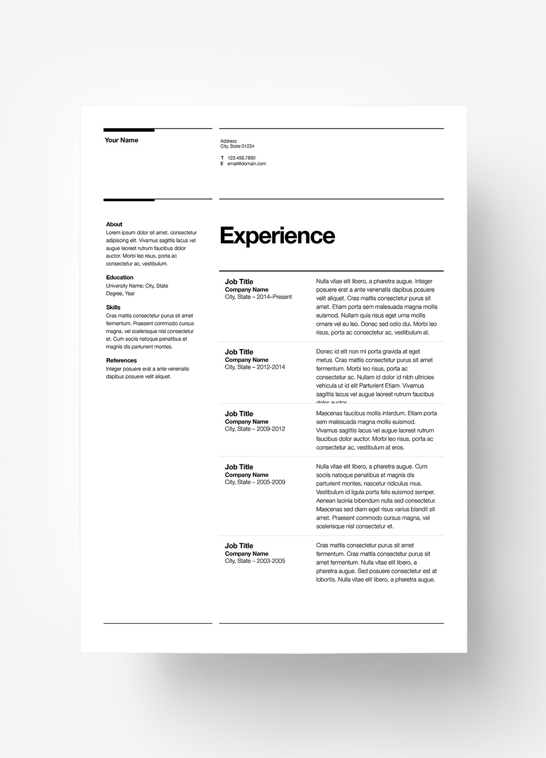 Geneva for Pages - Plain Resume (A4)