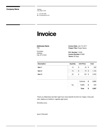 Geneva for Pages: Invoice