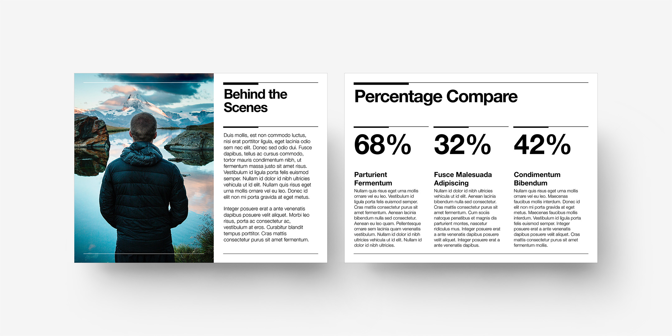 Geneva - Caption Panel Photo and 3-Percentage Compare-Contrast Layouts