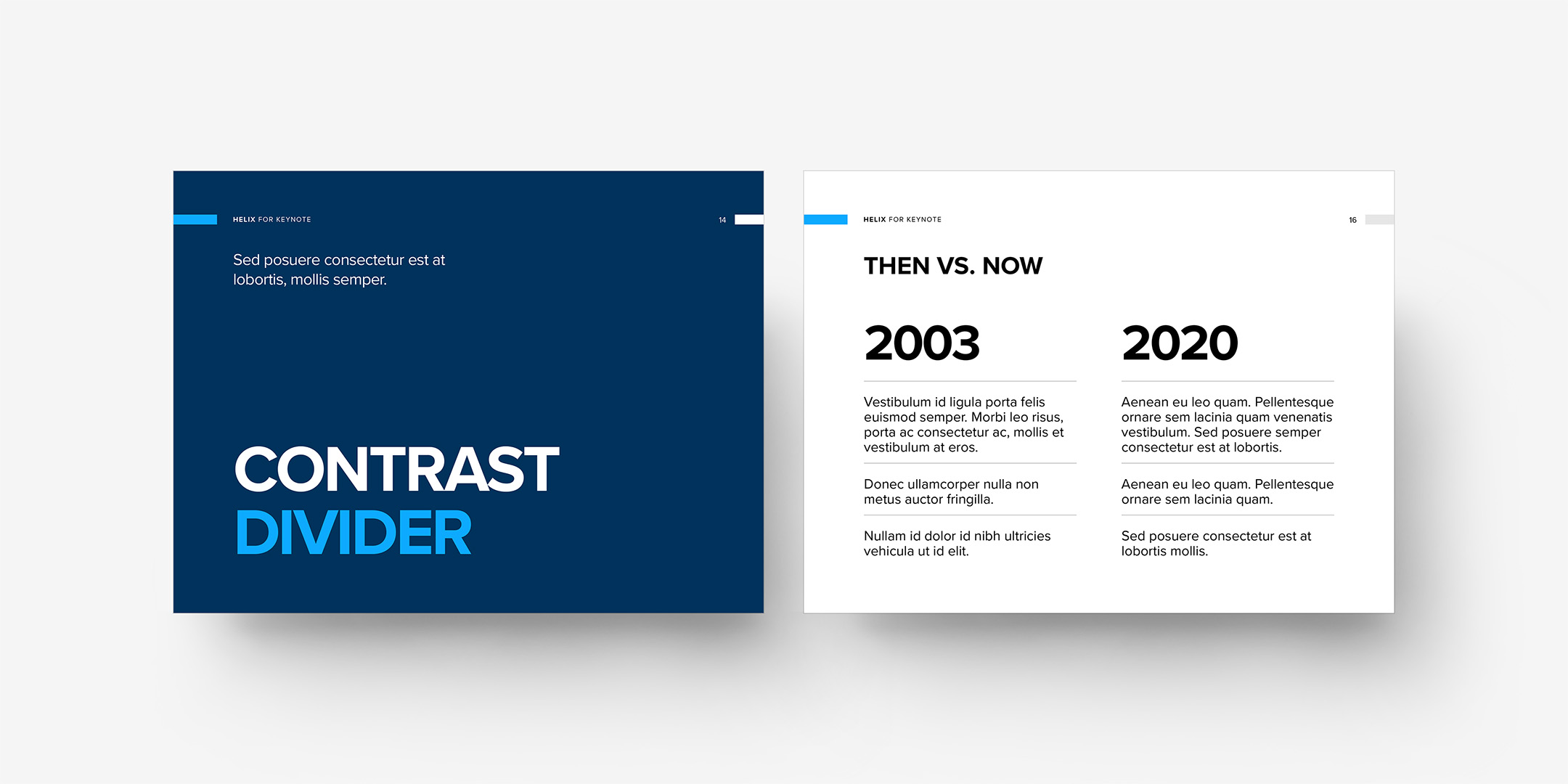 Helix - Color Divider and Then Vs. Now Layouts