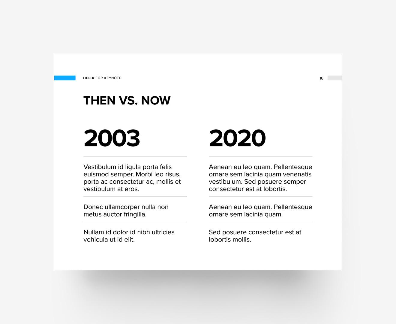 Helix - Then Vs. Now Layout