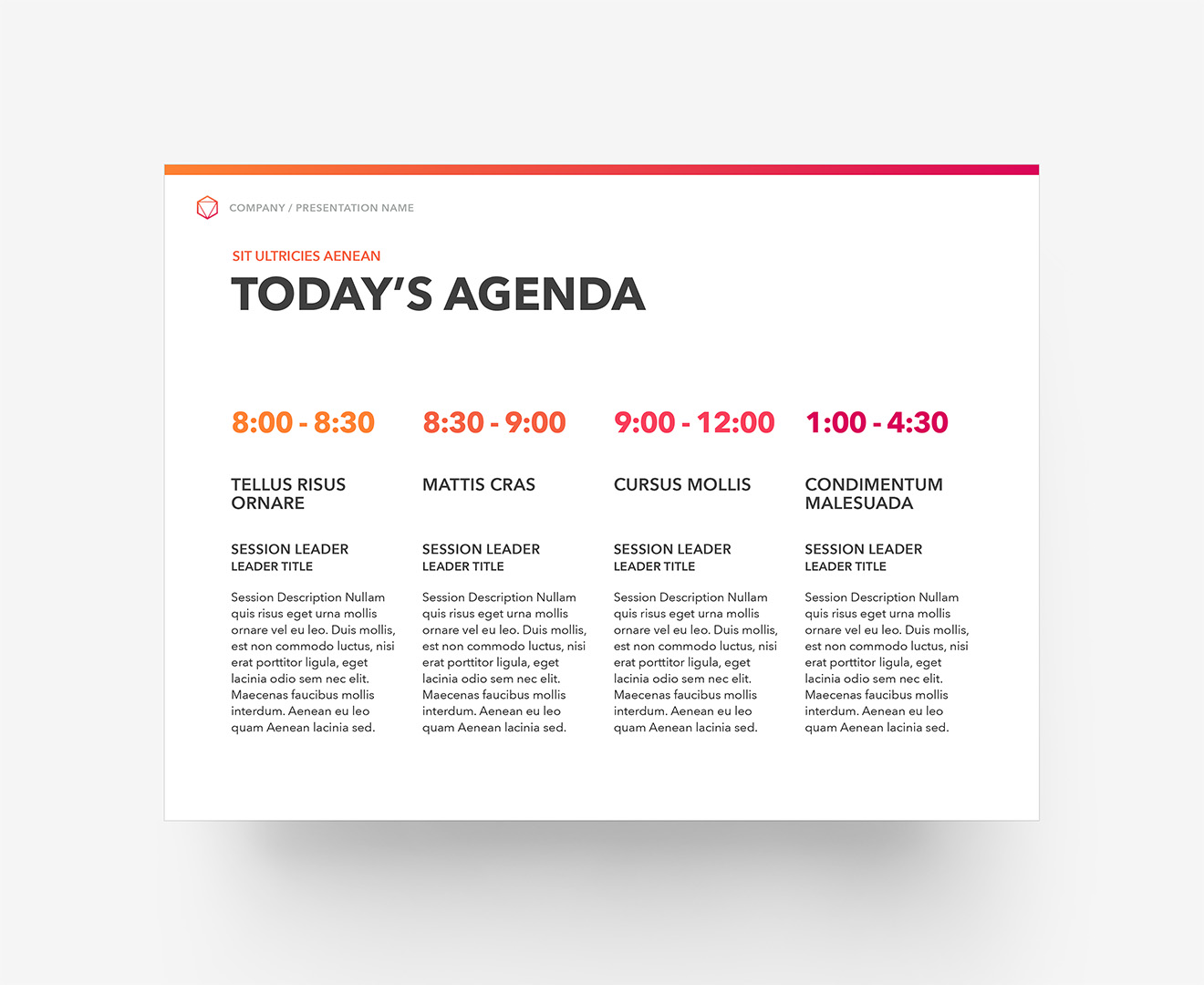 Hyperion - Time Agenda Layout