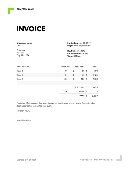 Inductor for Pages: Invoice