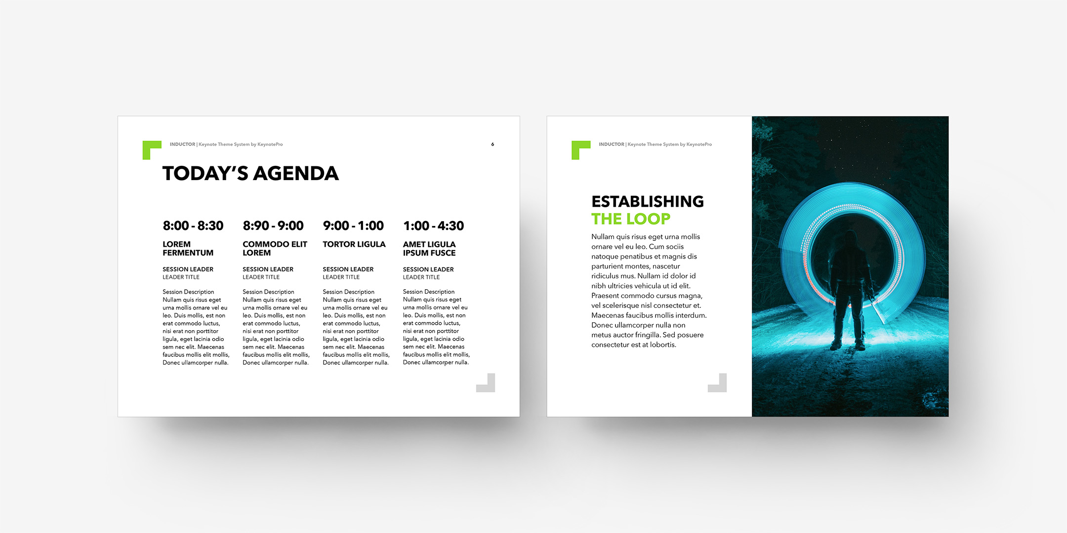 Inductor - Agenda and Caption Photo Layouts