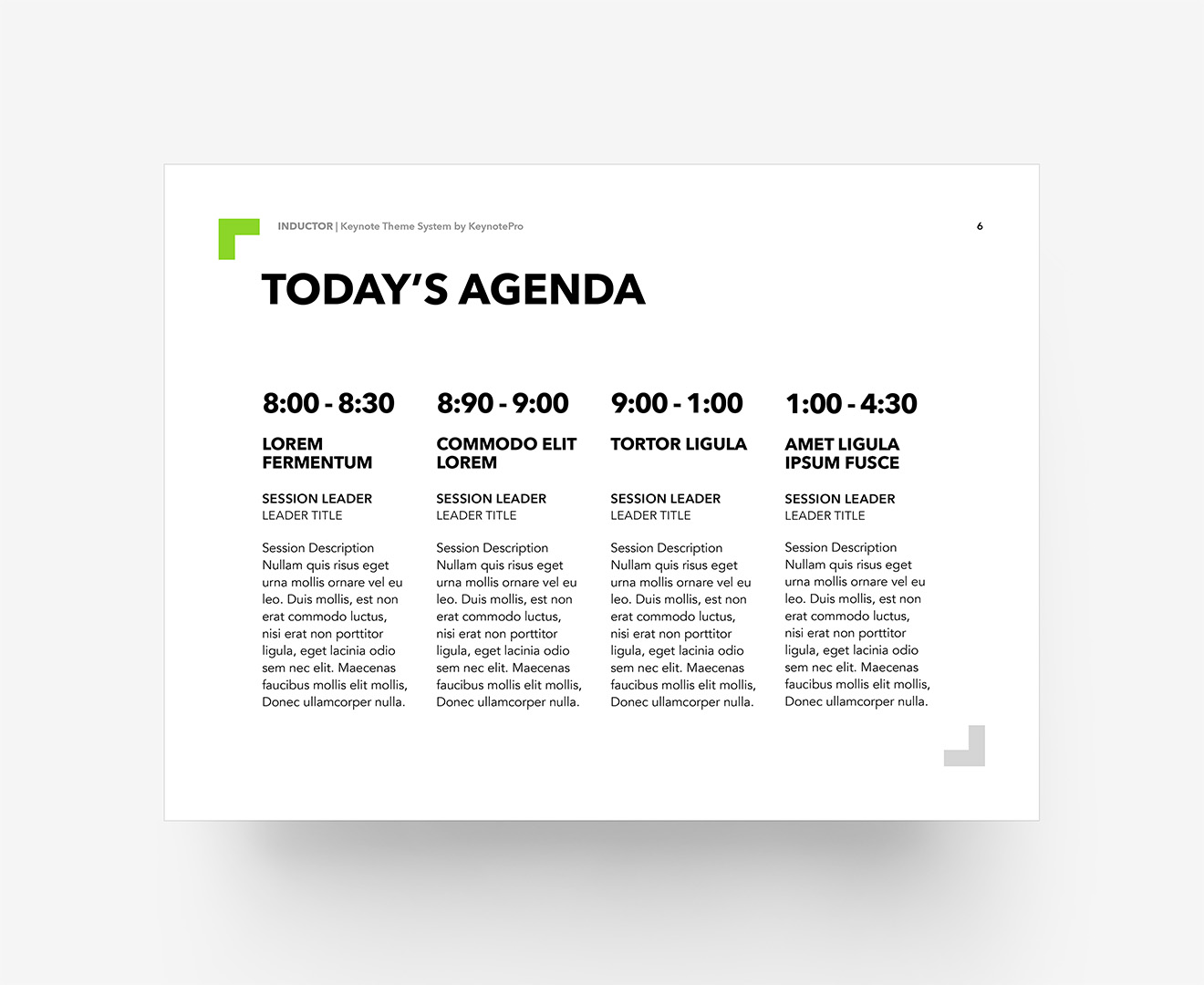 Inductor - Agenda Layout