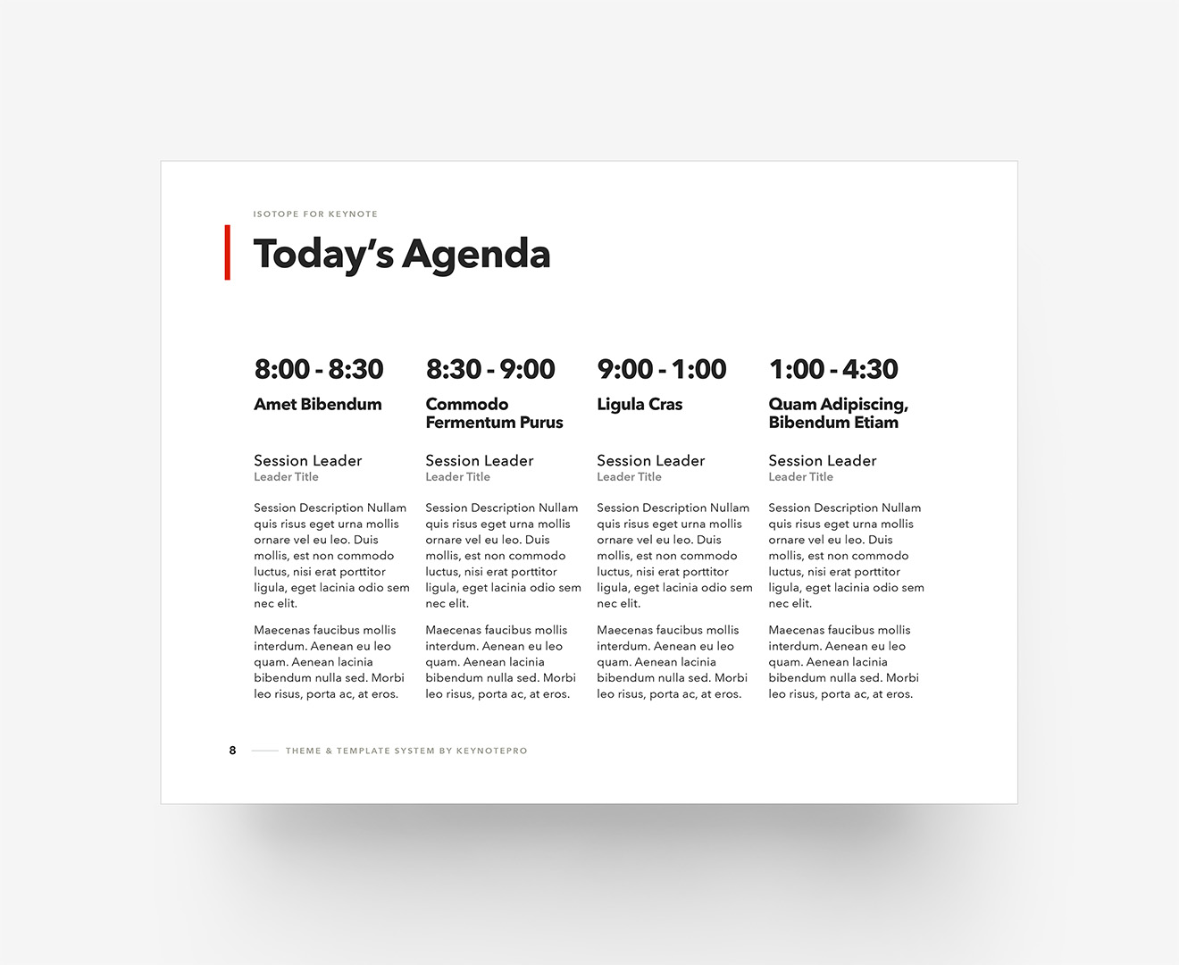 Isotope - Agenda Layout