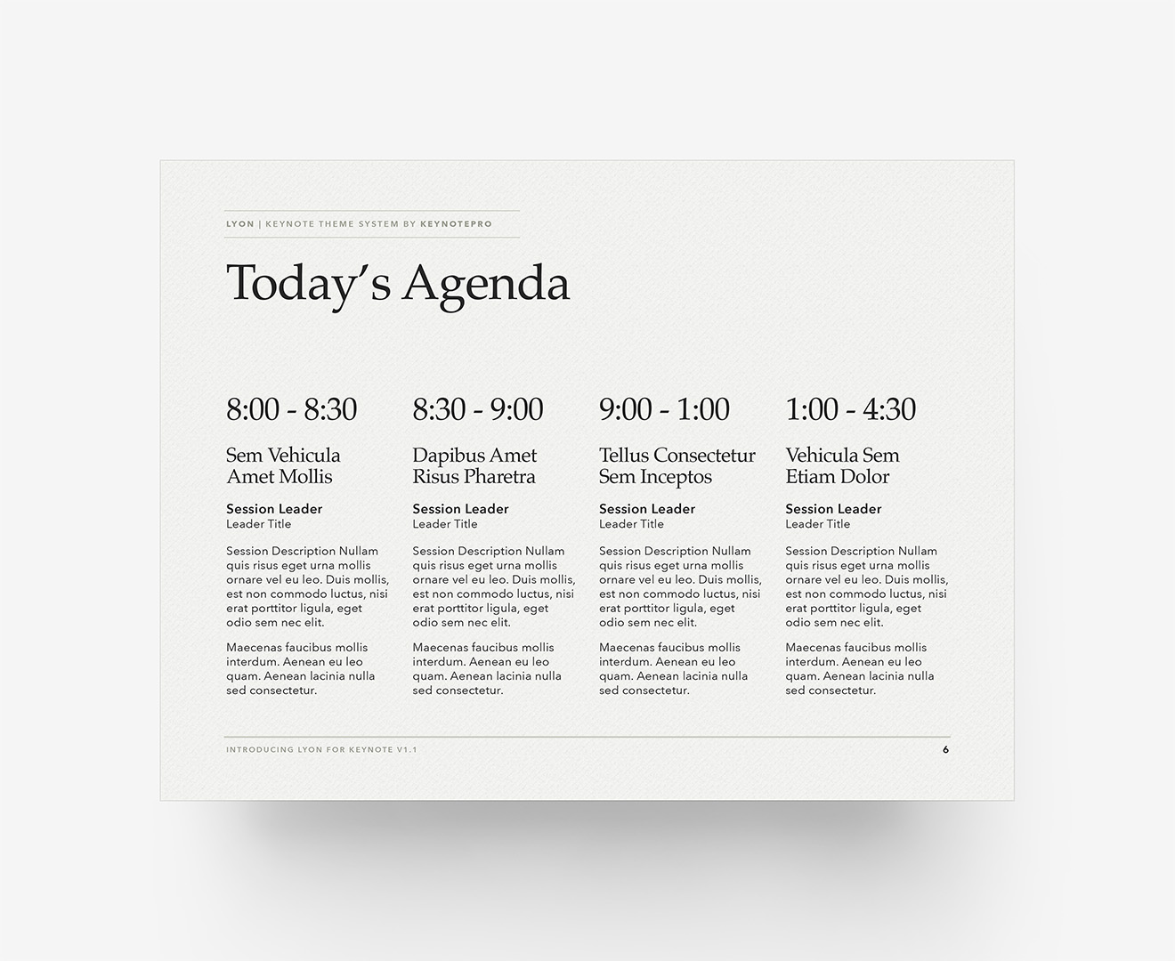 Lyon - Agenda Layout