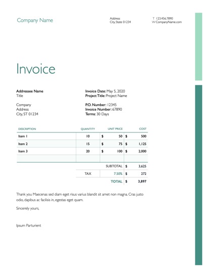 OM X for Pages: Invoice