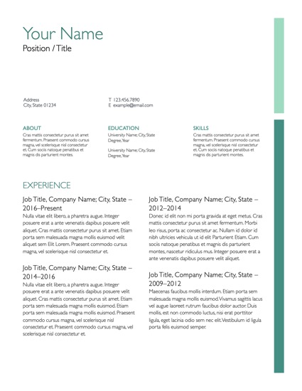 OM X for Pages: Resume