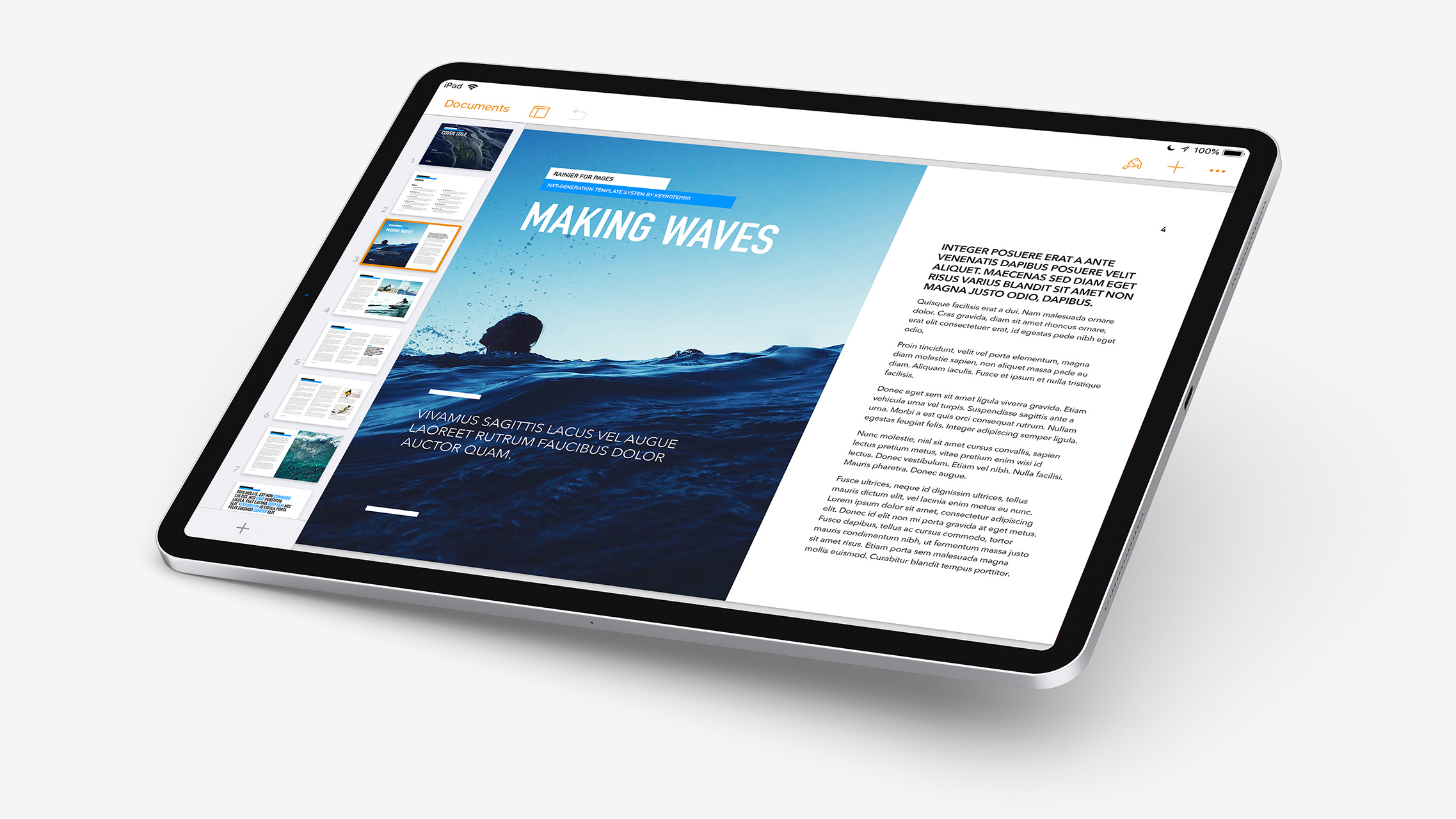 Rainier for Pages - Landscape orientation Brochure in Pages for iOS