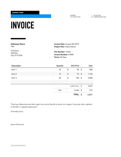 Rainier for Pages: Invoice