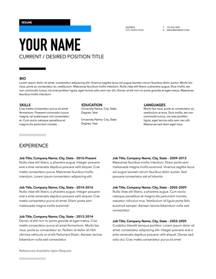 Rainier for Pages: Resume