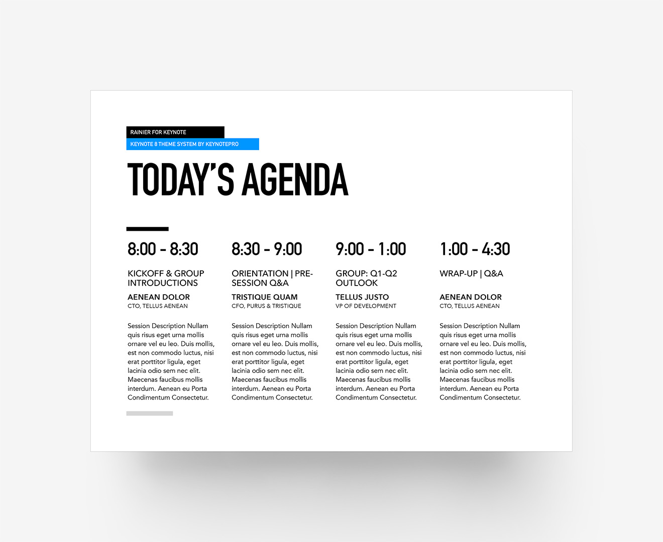 Rainier - Agenda Layout