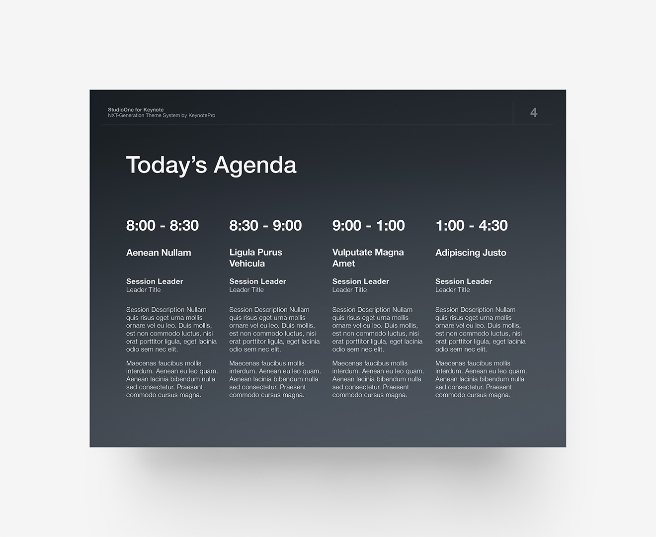 StudioOne - Time Agenda Layout