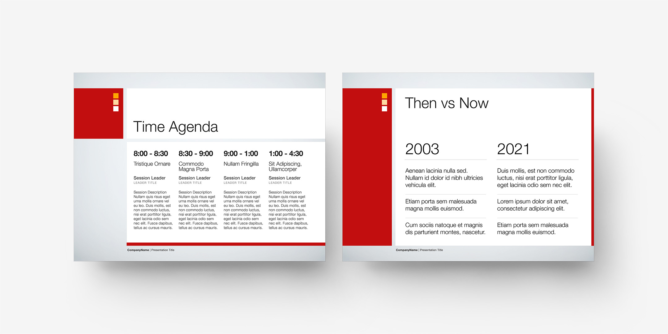 Tokyo X - Time Agenda and Then Vs Now Layouts - Red variant