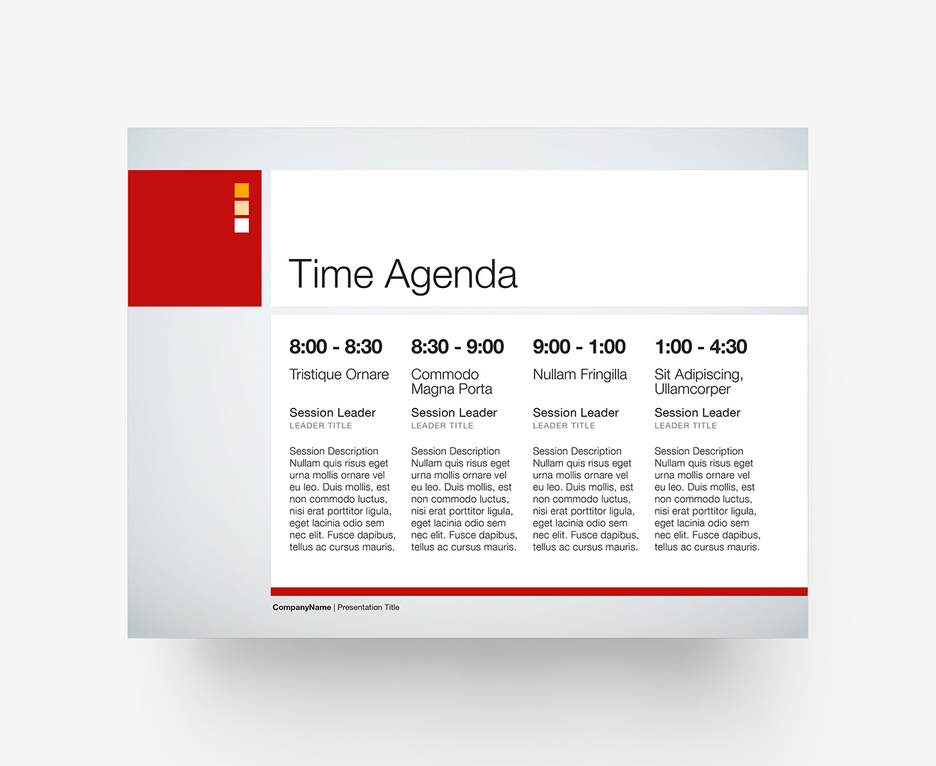 Tokyo X - Time Agenda Layout - Red variant