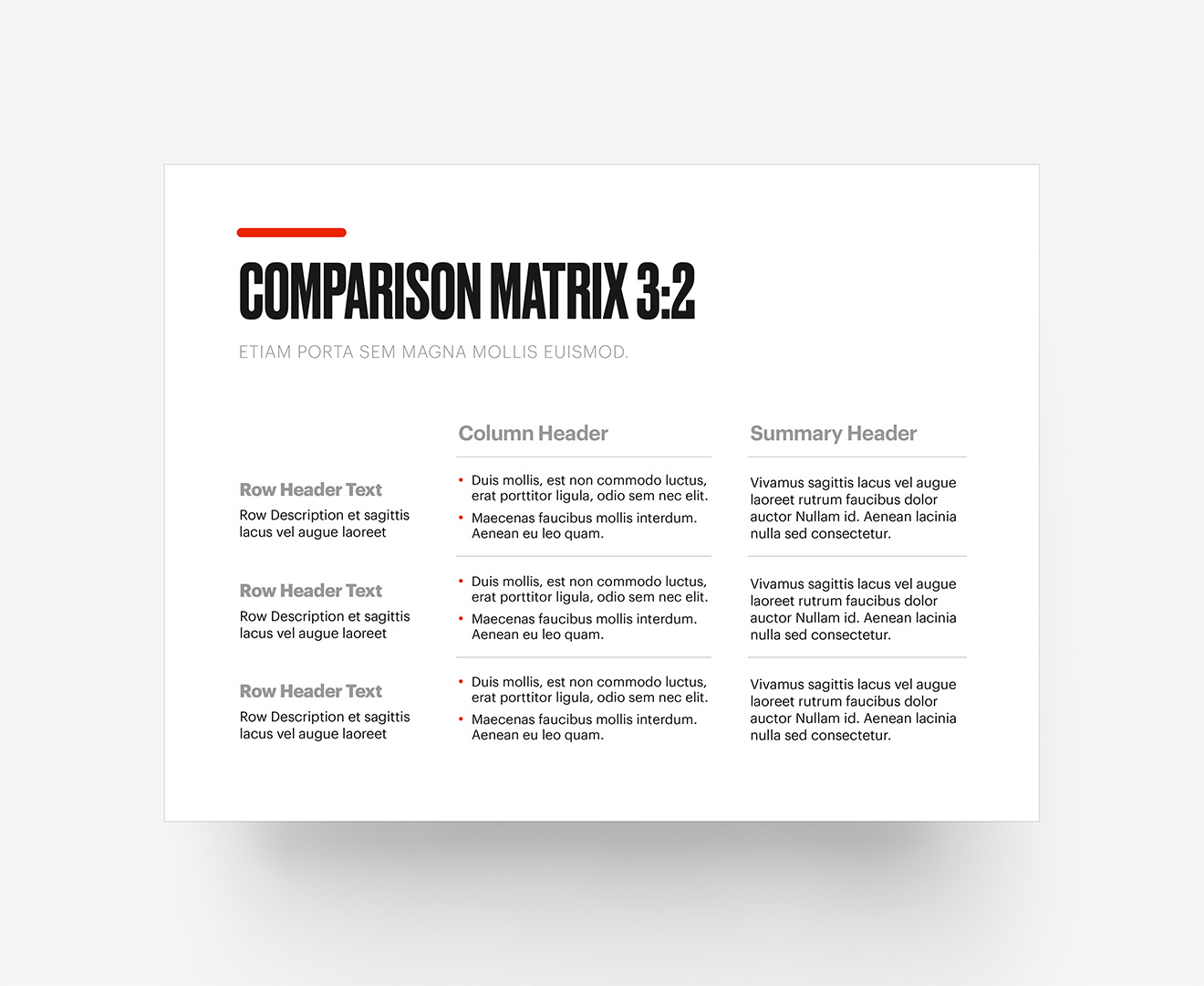 Umbra - Comparison Matrix (3:2) Layout - Umbra Light Coloration