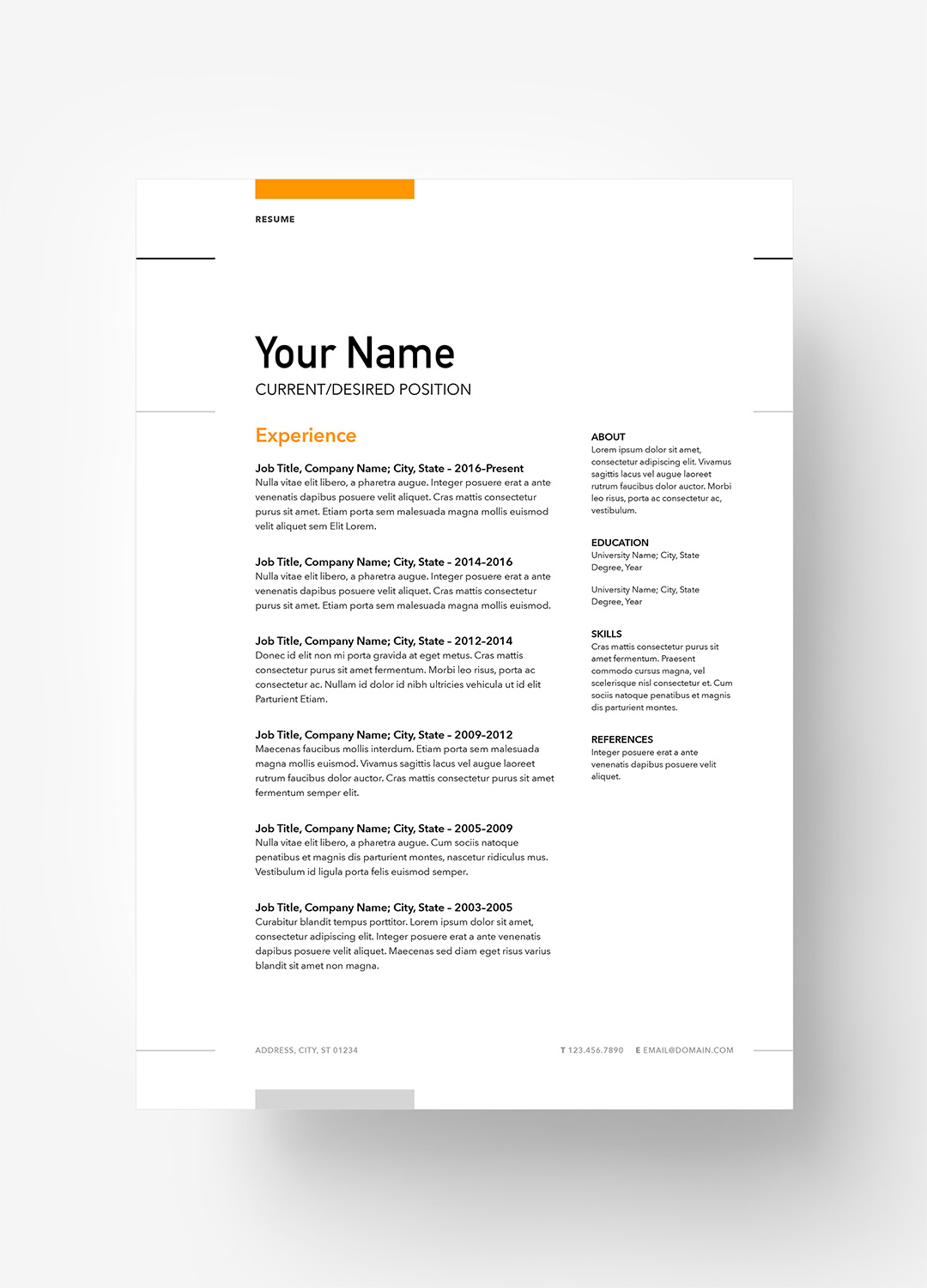 Verge for Pages - Plain Resume (A4)