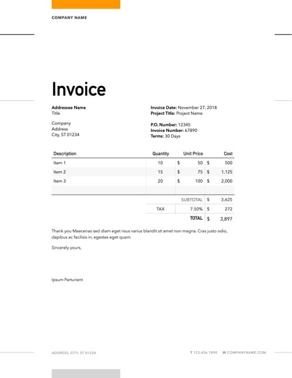 Verge for Pages: Invoice