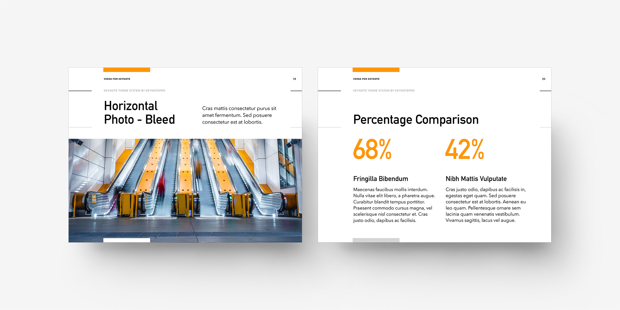 Verge - Horizontal Photo and Percentage Comparison Layouts