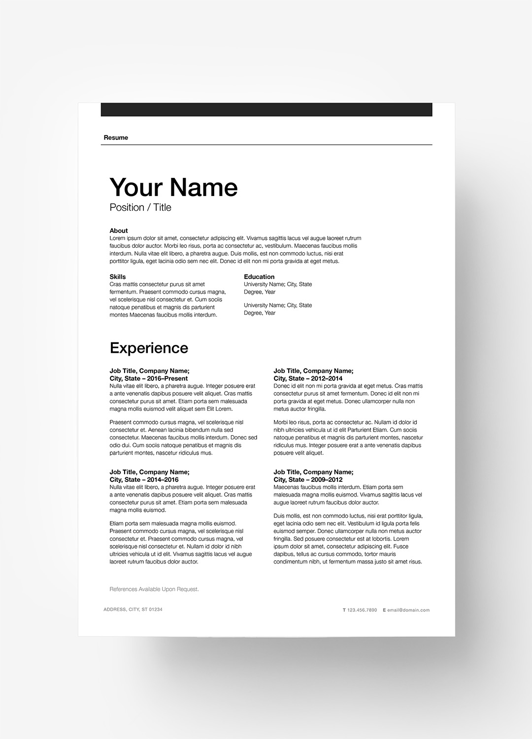 Vienna for Pages - Plain Resume (A4)