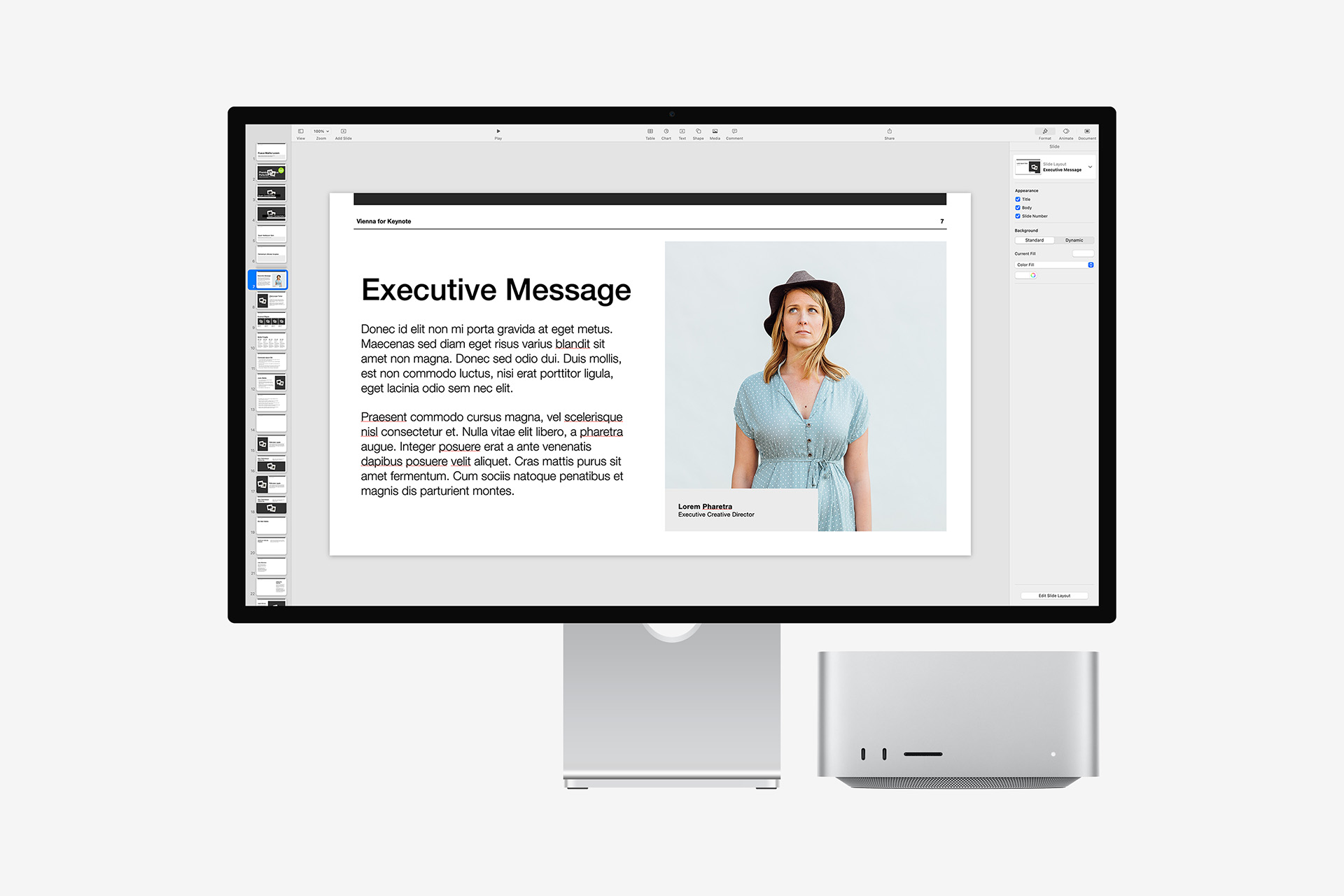 Vienna for Keynote - Executive Message Layout, In-App view