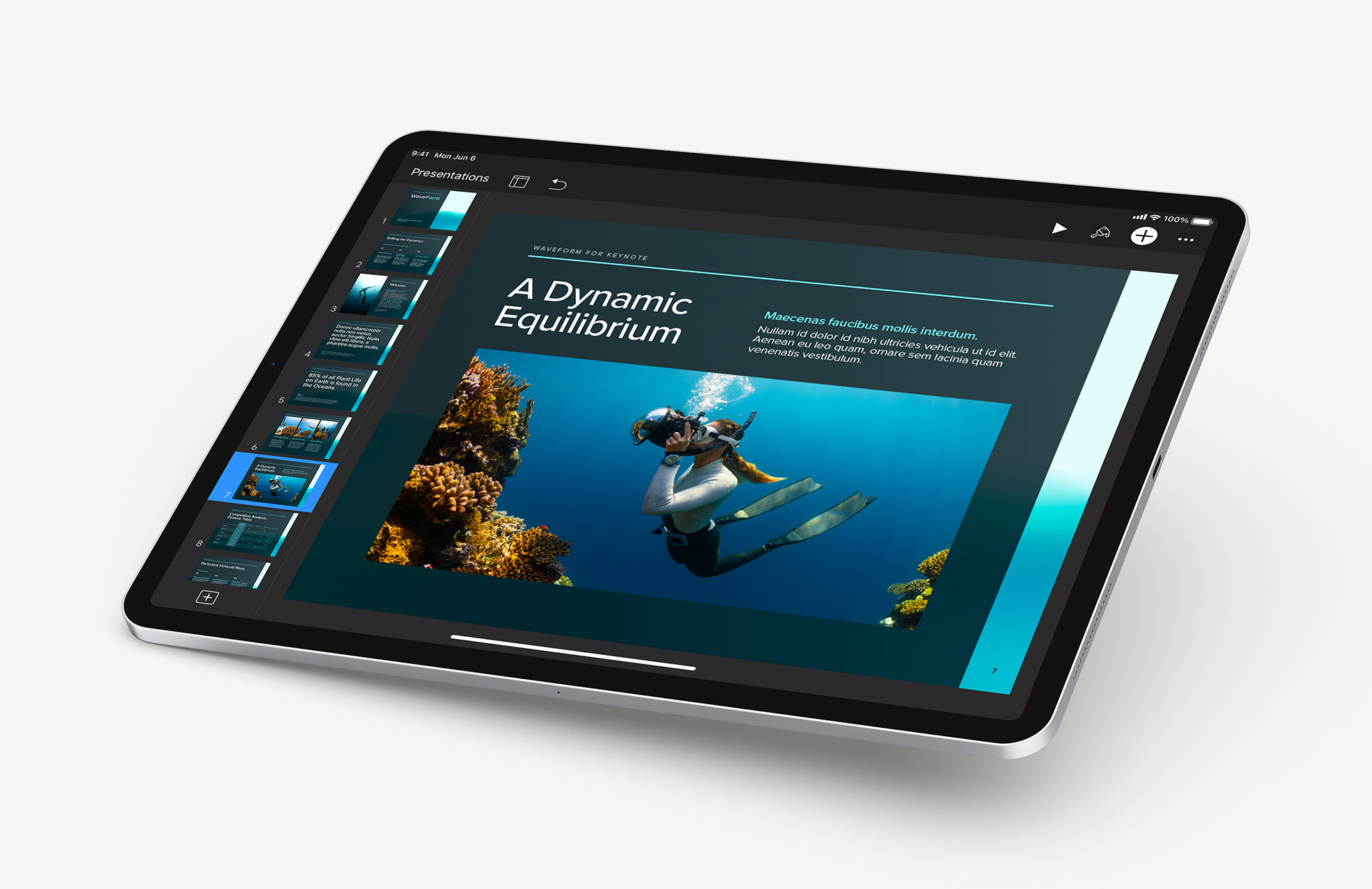 WaveForm presentation in Keynote for iOS