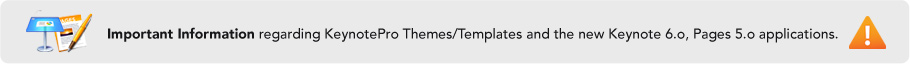 Important Information regarding KeynotePro Themes and Templates in the new Keynote 6.0/Pages 5.0 applications.