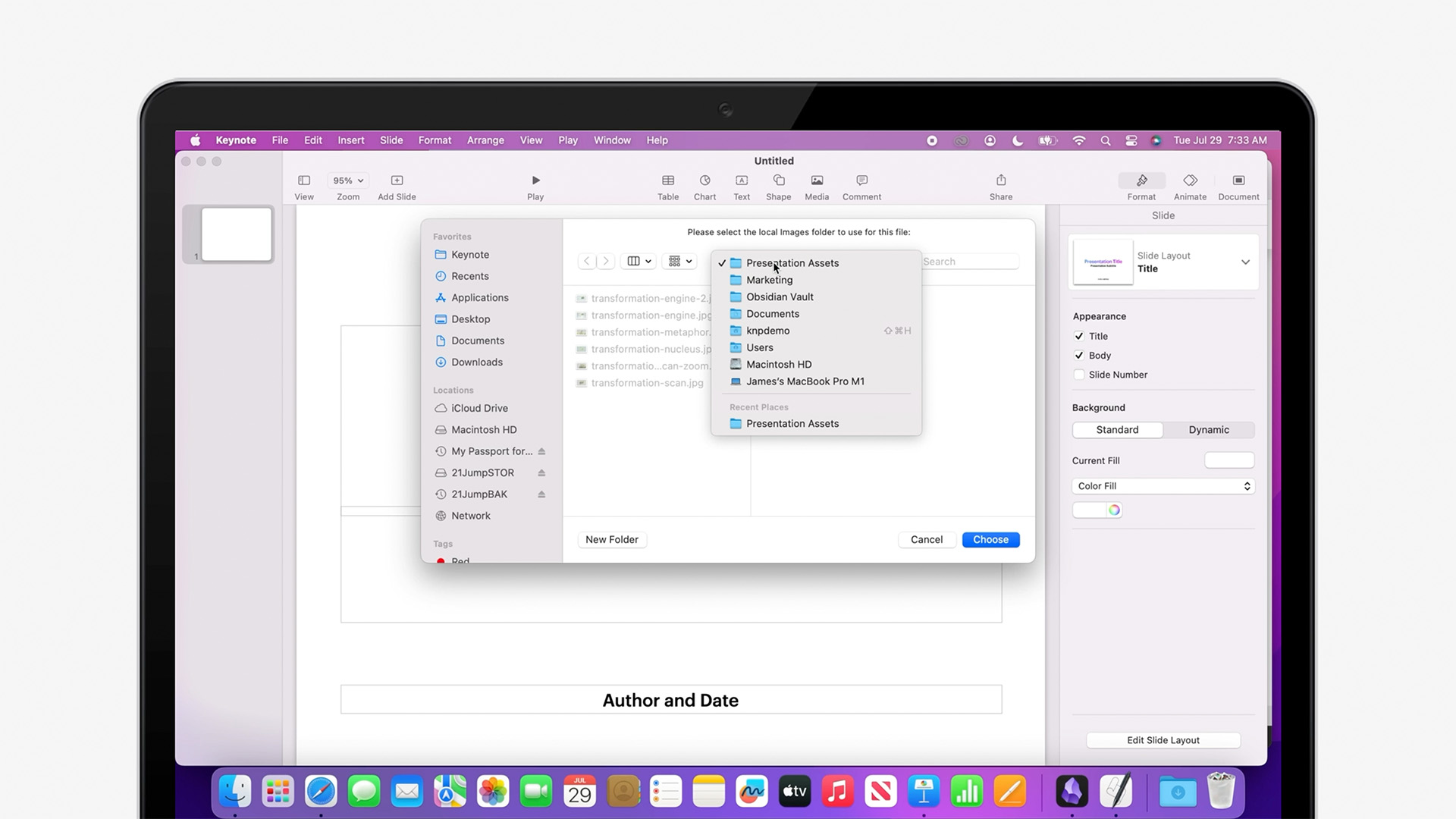 We're first prompted to choose the local images folder to use for image references