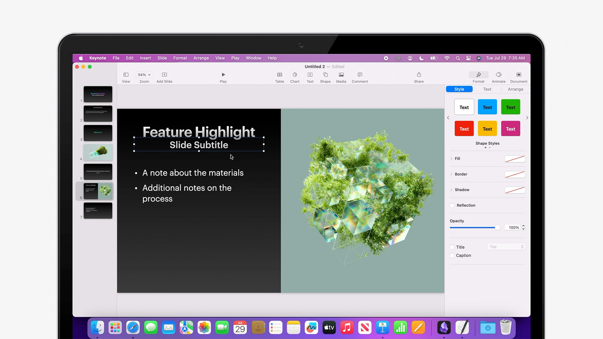 An example of a theme that includes slide-level Subtitle