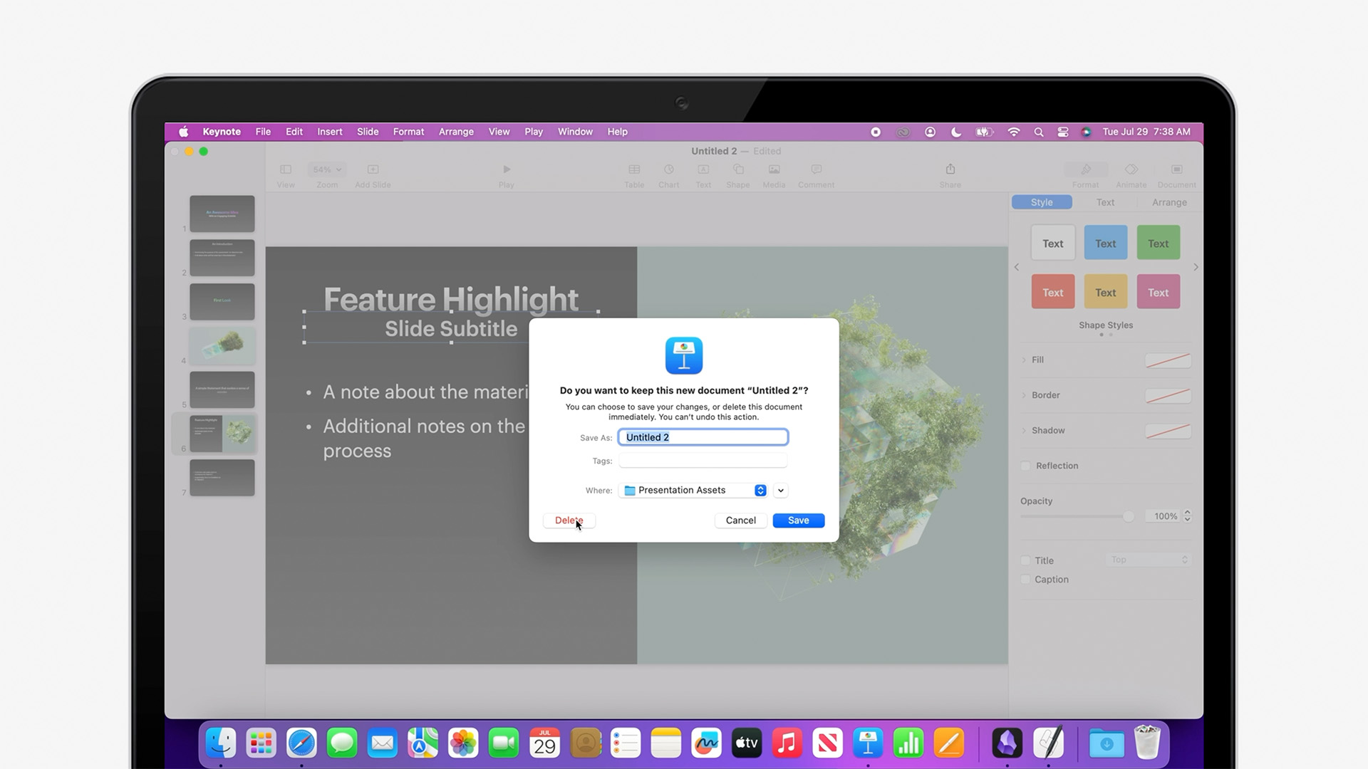 Discard the old Keynote files before running a new build.