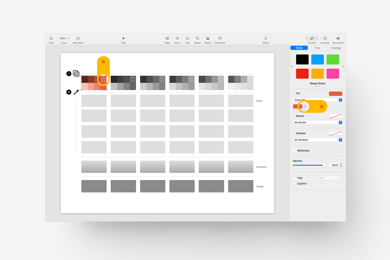 Set the Root Color to preview Shades and Tints in Step 1.