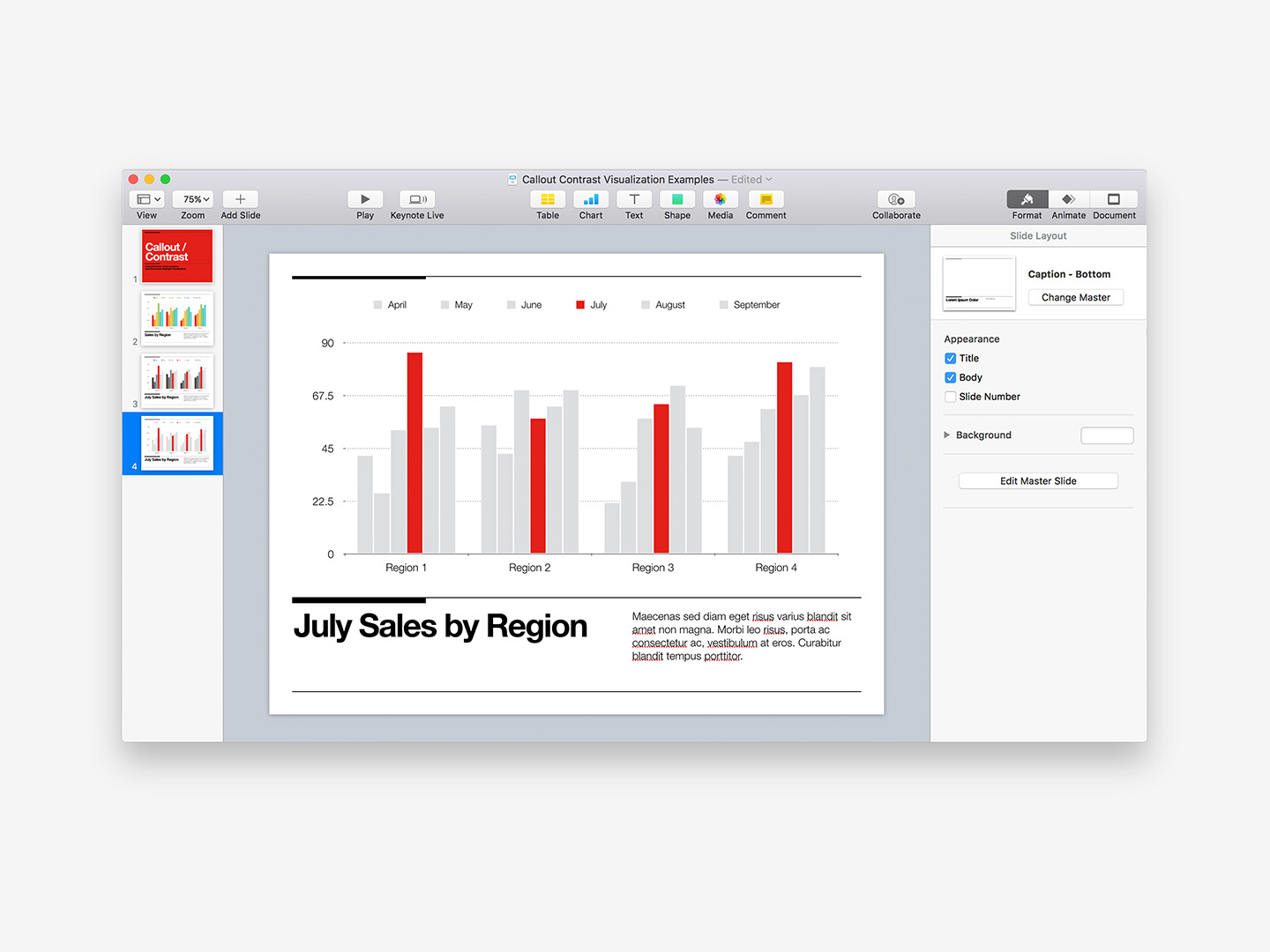 Creating Callout/Contrast Charts in Keynote 6+