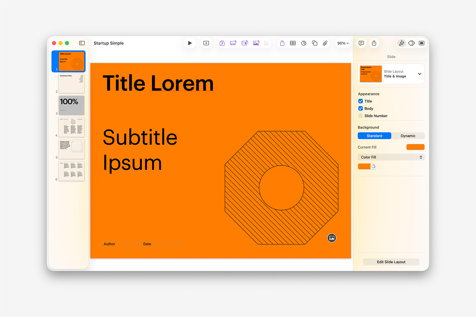 The new (premium) Startup Simple theme in Keynote 15