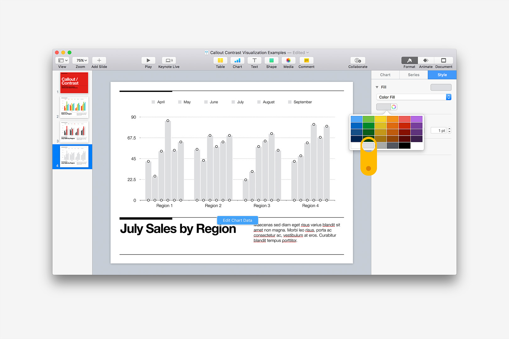 Alternate Step 2: Apply a uniform neutral fill to the entire chart.