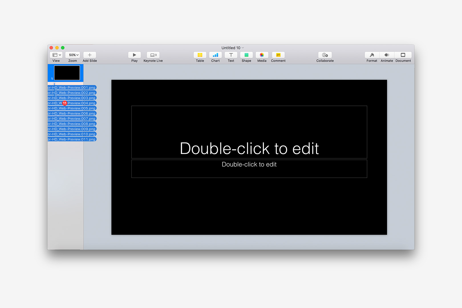 Step 2: Drag the exported images to a new blank presentation