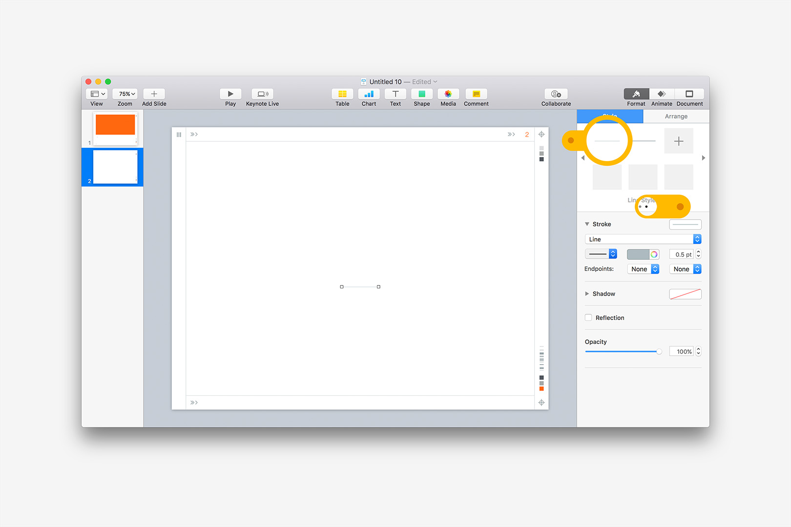 Step 2: Apply the current Framework Line Style to your line.